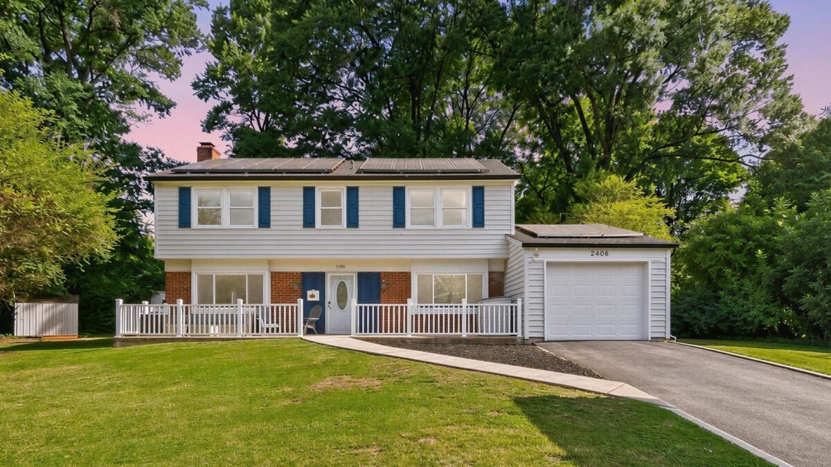 Front of 2406 Kenly Place, a colonial in Kenilworth at Belair, Bowie MD