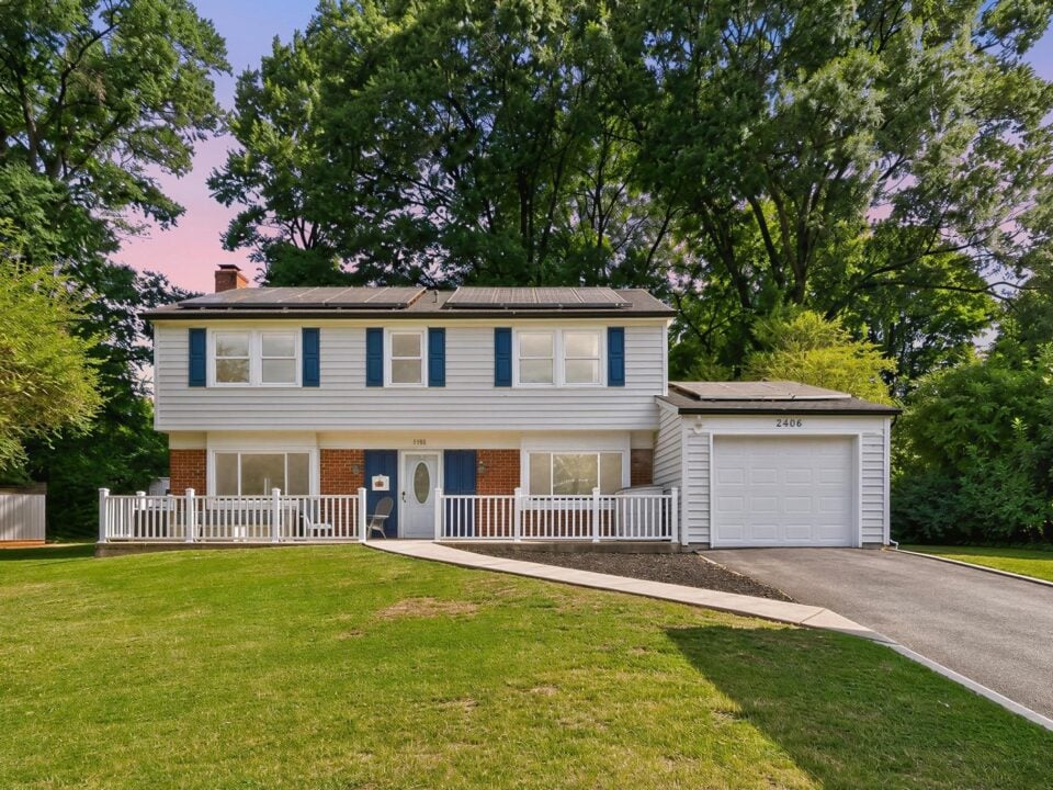 Front of 2406 Kenly Place, a colonial in Kenilworth at Belair, Bowie MD
