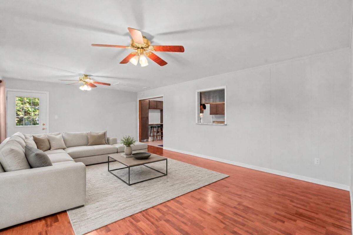 Family room pass-through, virtually staged
