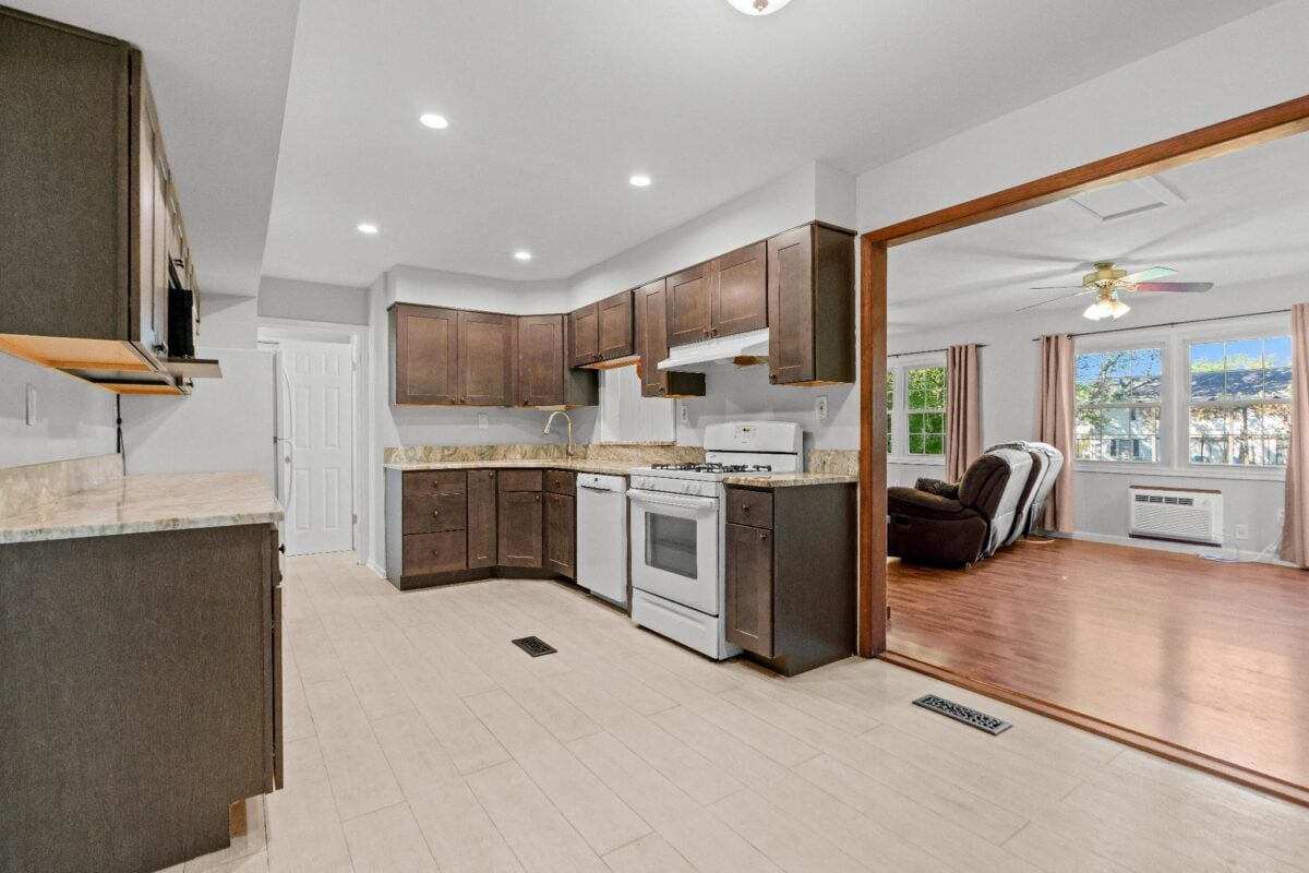 Kitchen opening to the addition