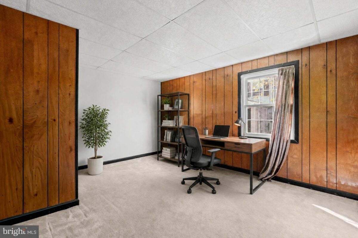 Flex room as a home office, virtually staged